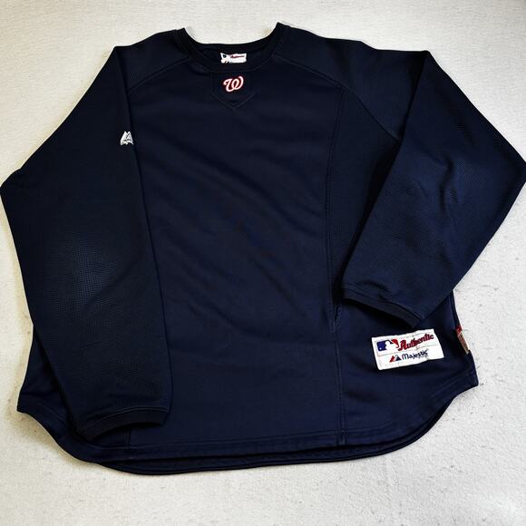 Majestic Washington Nationals Shirt Mens XL Authentic Waffle Sleeve Therma Base - Picture 1 of 8